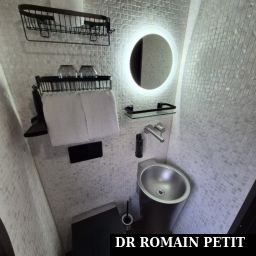 Toilette et lavabo dans la chambre cabine de l'hôtel Charles Lindberg