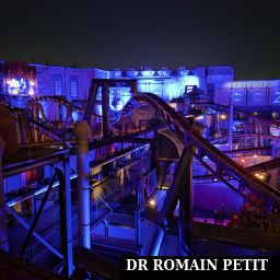 Vue de l'attraction F.L.Y. depuis le haut de l'hôtel Charles Lindberg de nuit