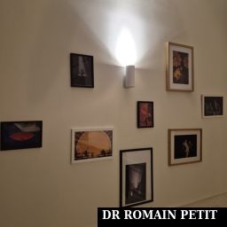 Photos d'artistes accrochées au mur de l'appartement